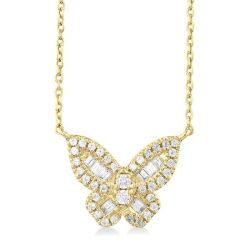Jasper Sable Butterfly Petite Baguette Diamond Fashion Pendant