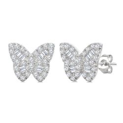 MirPhoTh 14K White Gold Diamond Fashion Earrings