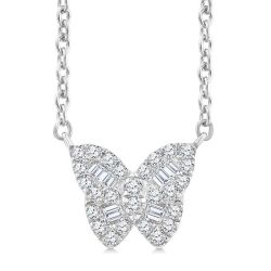 Deneuve Wisteria Butterfly Petite Baguette Diamond Fashion Pendant