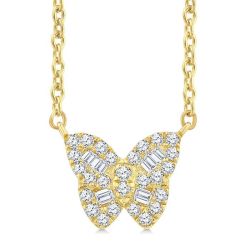 Vellum Juno Butterfly Petite Baguette Diamond Fashion Pendant