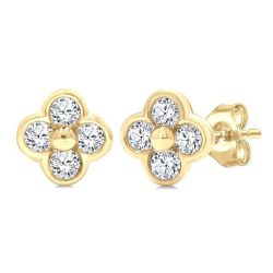 Clover Bezel Petite Diamond Fashion Earrings