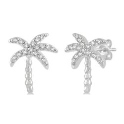 Palm Tree Petite Diamond Fashion Earrings