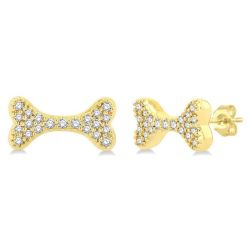 Dog Bone Petite Diamond Fashion Earrings