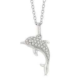 Aster Velour Dolphin Petite Diamond Fashion Pendant