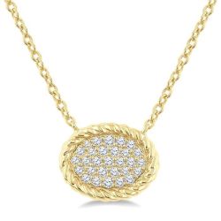 Pave-Set Oval Shape Rope Diamond Fashion Pendant