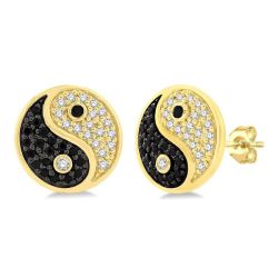 Yin Yang Petite Black Diamond Fashion Earrings
