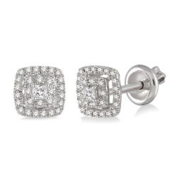 Cushion Shape Halo Diamond Fashion Earrings