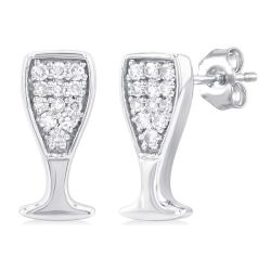 Champagne Glass Petite Diamond Fashion Earrings