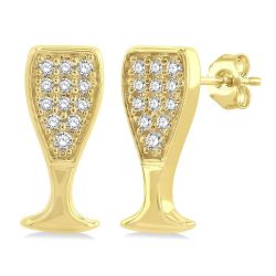 Champagne Glass Petite Diamond Fashion Earrings