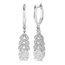 Shine Bright OraMir 14K White Gold Diamond Pave Earrings