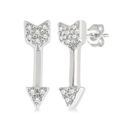 XeOnNo 14K White Gold Diamond Fashion Earrings