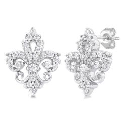 Fleur De Lis Petite Diamond Fashion Earrings