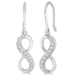 OraOraNo LinAr 14K White Gold Diamond Infinity Earrings