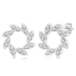 VelSolLin 14K White Gold Diamond Fashion Earrings