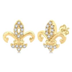 Fleur De Lis Petite Diamond Fashion Earrings