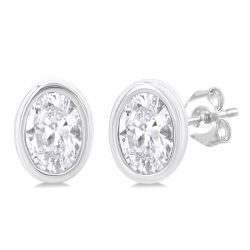 LinPhoVel IsXeIs 14K White Gold Diamond Bezel Earrings