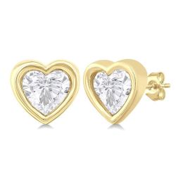 LysLux IonElSol CaAeEl 14K White Gold Diamond Bezel Earrings