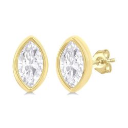 ElZenIs CelZenNo 14K White Gold Diamond Bezel Earrings