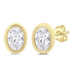 ThCaXe 14K White Gold Diamond Bezel Earrings