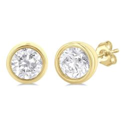 PhoOraLin 14K White Gold Diamond Bezel Earrings