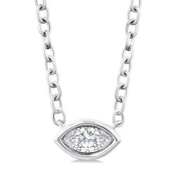 Minerva Harrier Marquise Shape East-West Bezel Set Petite Diamond Fashion Pendant
