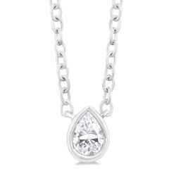 Yew Cascade Pear Shape Bezel Set Petite Diamond Fashion Pendant