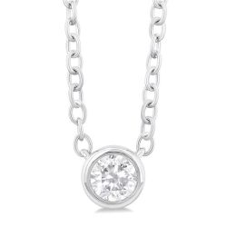 Aurora Celestia Round Shape Bezel Set Petite Diamond Fashion Pendant