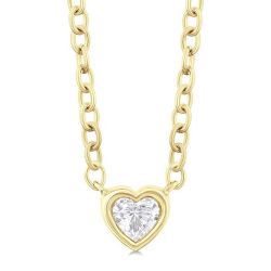 Evadne Saffron Heart Shape Bezel Set Petite Diamond Fashion Pendant