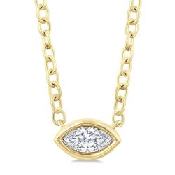 Gale Solstice Marquise Shape East-West Bezel Set Petite Diamond Fashion Pendant