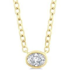 Freya Laurel Oval Shape East-West Bezel Set Petite Diamond Fashion Pendant