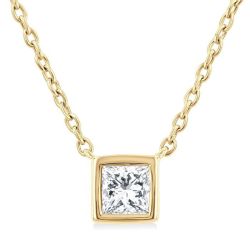 Luna Hera Princess Shape Bezel Set Petite Diamond Fashion Pendant
