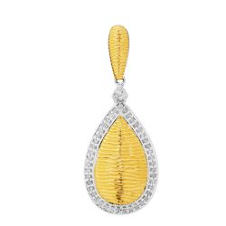 Diamond Pear Shaped Outline with Textured Dome Center and Bail Pendant