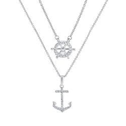 Diamond Anchor Ship Wheel Layered Necklace