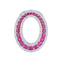 Diamond Oval Shaped Genuine Ruby Pendant