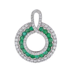 Diamond and Geniune Emerald Circle Pendant