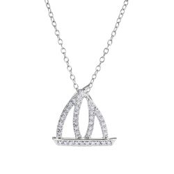 Diamond Silhouette Sail Boat Pendant