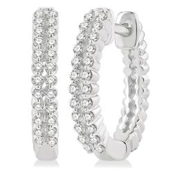 Two Row Petite Diamond Huggie Fashion Earrings