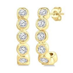 ThNoIs 14K White Gold Diamond Bezel Earrings