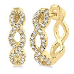 Swirl Petite Diamond Huggie Fashion Earrings