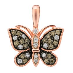 Diamond and Brown Butterfly Pendant