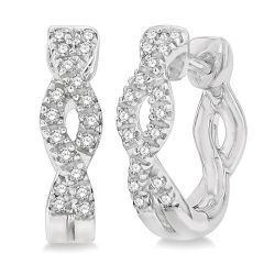 Swirl Petite Diamond Huggie Fashion Earrings