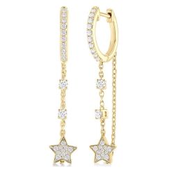 Star Diamond Hoop Chain Earrings