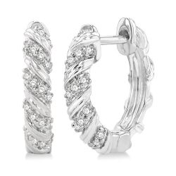 Swirl Petite Diamond Huggie Fashion Earrings