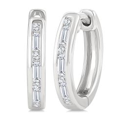 OraPhoOra 14K White Gold Diamond Channel Earrings