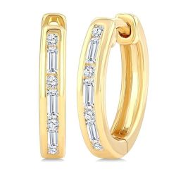 VerArVer 14K White Gold Diamond Channel Earrings