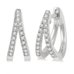 Split Petite Diamond Huggie Fashion Earrings
