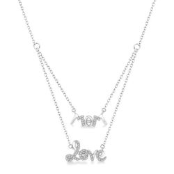 Mom & Love Layered Diamond Necklace