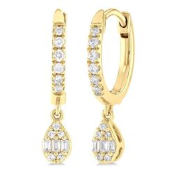 Pear Shape Fusion Petite Diamond Huggie Fashion Earrings