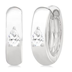 Pear Shape Petite Prong Diamond Huggie Earrings