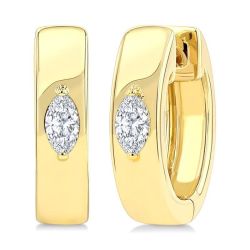 Marquise Shape Petite Prong Diamond Huggie Earrings